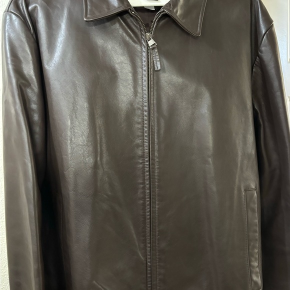 Banana Republic Brown leather jacket men’s XL - Picture 2 of 6